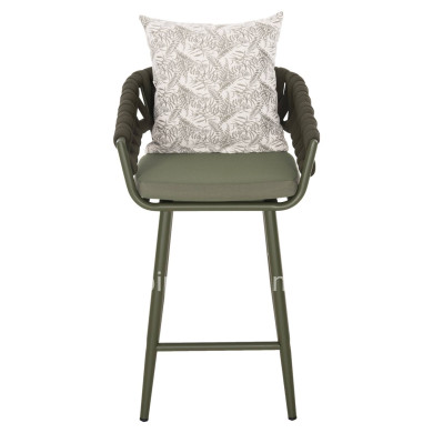 BAR STOOL ALUMINUM CAMDEN HM6142.09 BACK CUSHION WITH PRINT PATTERN-DARK OLIVE 56x60x108Hcm.