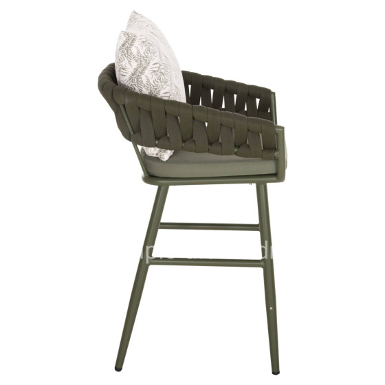 BAR STOOL ALUMINUM CAMDEN HM6142.09 BACK CUSHION WITH PRINT PATTERN-DARK OLIVE 56x60x108Hcm.