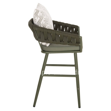 BAR STOOL ALUMINUM CAMDEN HM6142.09 BACK CUSHION WITH PRINT PATTERN-DARK OLIVE 56x60x108Hcm.