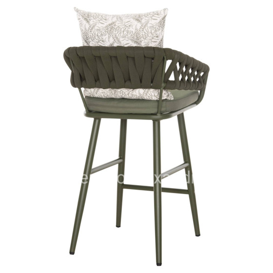 BAR STOOL ALUMINUM CAMDEN HM6142.09 BACK CUSHION WITH PRINT PATTERN-DARK OLIVE 56x60x108Hcm.
