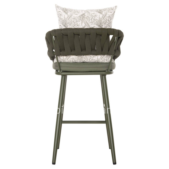 BAR STOOL ALUMINUM CAMDEN HM6142.09 BACK CUSHION WITH PRINT PATTERN-DARK OLIVE 56x60x108Hcm.
