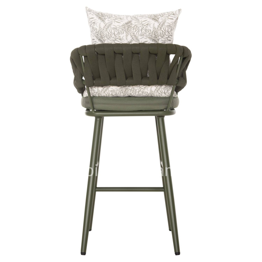 BAR STOOL ALUMINUM CAMDEN HM6142.09 BACK CUSHION WITH PRINT PATTERN-DARK OLIVE 56x60x108Hcm.