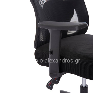 OFFICE CHAIR MEXER ΗΜ1195.01 BLACK MESH-BLACK METAL BASE 68x70x136Hcm.