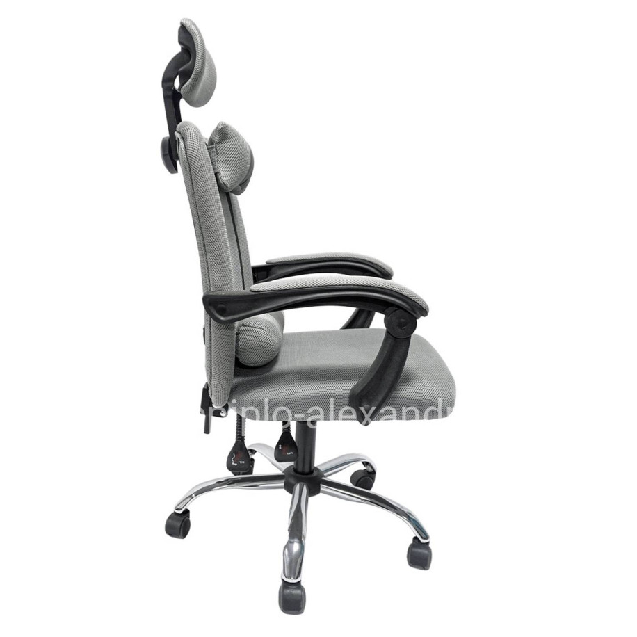OFFICE CHAIR CRONER HM1196.02 GREY MESH-CHROME METAL BASE-BLACK FRAME 58x67x124Hcm.