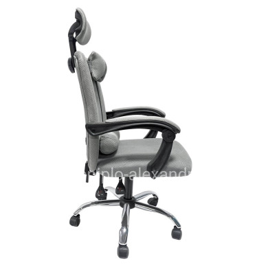 OFFICE CHAIR CRONER HM1196.02 GREY MESH-CHROME METAL BASE-BLACK FRAME 58x67x124Hcm.