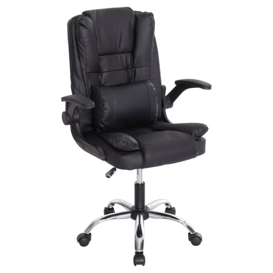 OFFICE CHAIR CANAN HM1201 BLACK PVC--CHROME BASE 66x61x105Hcm.