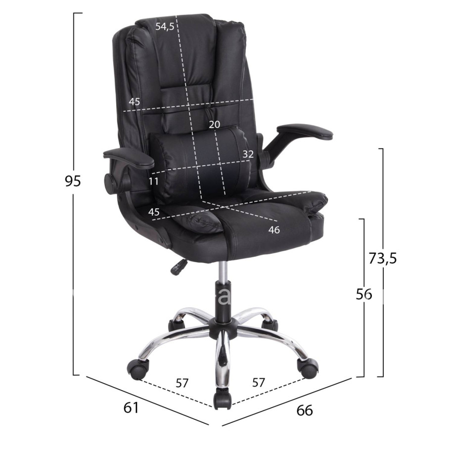 OFFICE CHAIR CANAN HM1201 BLACK PVC--CHROME BASE 66x61x105Hcm.