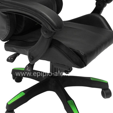 GAMING ARMCHAIR DARREN HM1203.03 BLACK-GREEN PVC 58.5x100x120Hcm.
