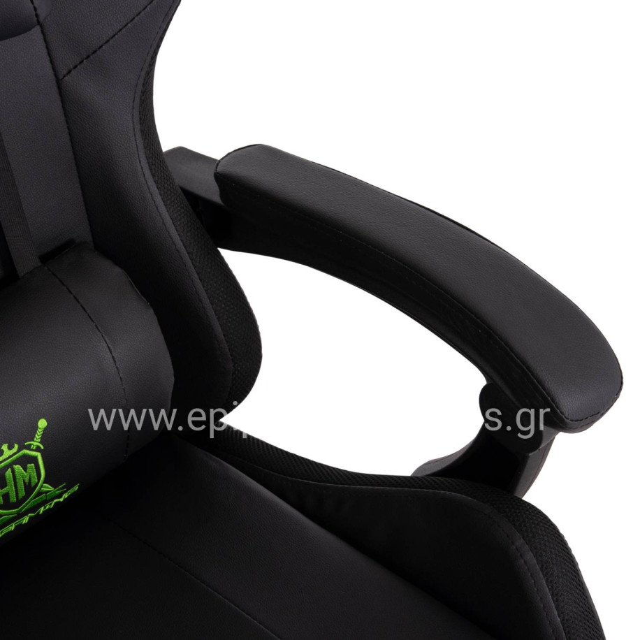GAMING ARMCHAIR DARREN HM1203.03 BLACK-GREEN PVC 58.5x100x120Hcm.
