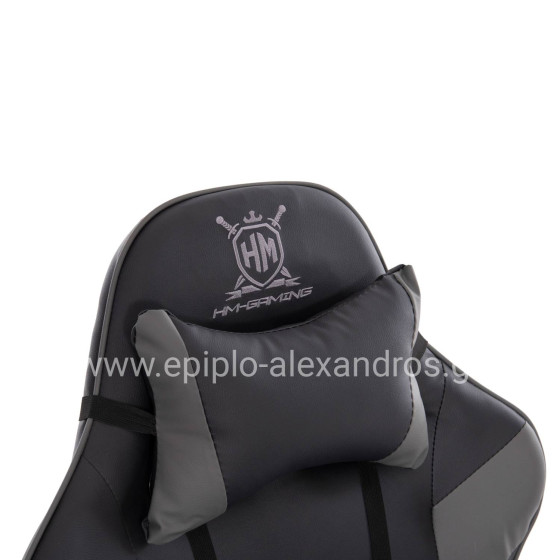 ΠΟΛΥΘΡΟΝΑ GAMING DARREN HM1203.10 ΜΑΥΡΟ-ΓΚΡΙ PVC 60x60x120Υεκ.