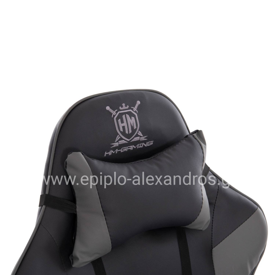 ΠΟΛΥΘΡΟΝΑ GAMING DARREN HM1203.10 ΜΑΥΡΟ-ΓΚΡΙ PVC 60x60x120Υεκ.