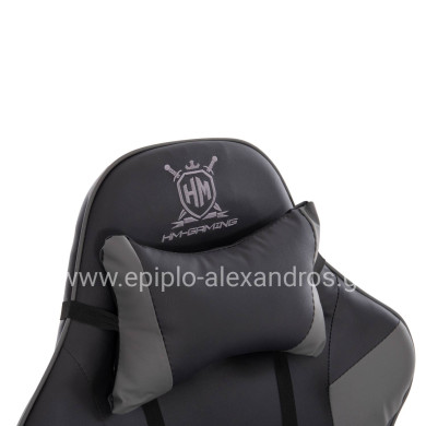 ΠΟΛΥΘΡΟΝΑ GAMING DARREN HM1203.10 ΜΑΥΡΟ-ΓΚΡΙ PVC 60x60x120Υεκ.