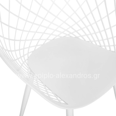 ARMCHAIR ARIADNE HM8001.31 WHITE POLYPROPYLENE-WHITE METAL LEGS 62x54x81Hcm.