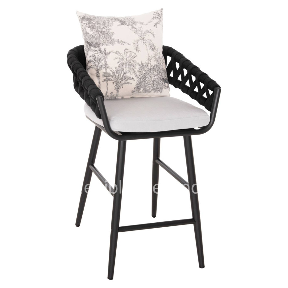 BAR STOOL ALUMINUM CAMDEN HM6142.01 ANTHRACITE WITH ECRU BACK CUSHION WITH PRINT PATTERN 56x60x108Hcm.