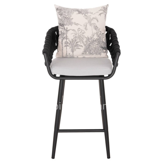 BAR STOOL ALUMINUM CAMDEN HM6142.01 ANTHRACITE WITH ECRU BACK CUSHION WITH PRINT PATTERN 56x60x108Hcm.