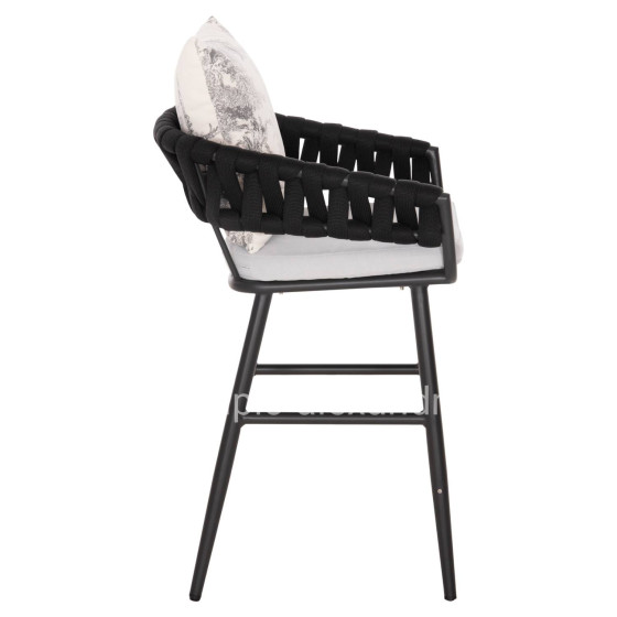 BAR STOOL ALUMINUM CAMDEN HM6142.01 ANTHRACITE WITH ECRU BACK CUSHION WITH PRINT PATTERN 56x60x108Hcm.