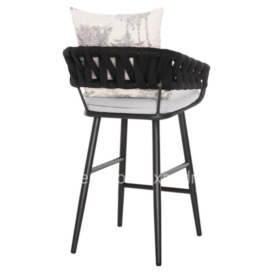 BAR STOOL ALUMINUM CAMDEN HM6142.01 ANTHRACITE WITH ECRU BACK CUSHION WITH PRINT PATTERN 56x60x108Hcm.