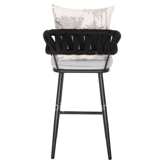 BAR STOOL ALUMINUM CAMDEN HM6142.01 ANTHRACITE WITH ECRU BACK CUSHION WITH PRINT PATTERN 56x60x108Hcm.