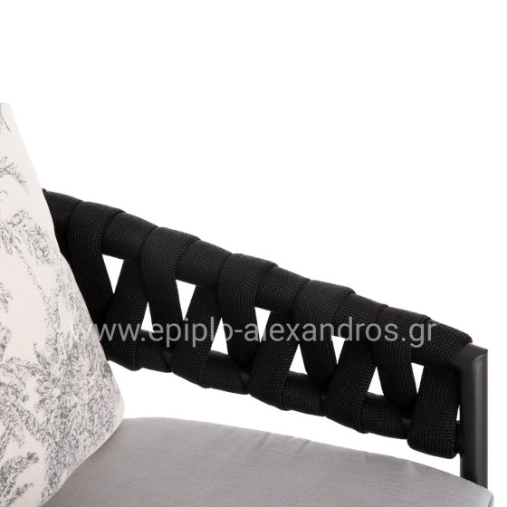 BAR STOOL ALUMINUM CAMDEN HM6142.01 ANTHRACITE WITH ECRU BACK CUSHION WITH PRINT PATTERN 56x60x108Hcm.