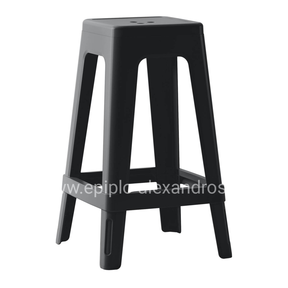POLYPROPYLENE STOOL SQUARE ZEB HM6128.02 BLACK 35x35x65Hcm.