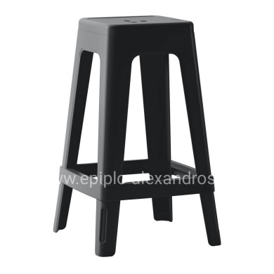 POLYPROPYLENE STOOL SQUARE ZEB HM6128.02 BLACK 35x35x65Hcm.
