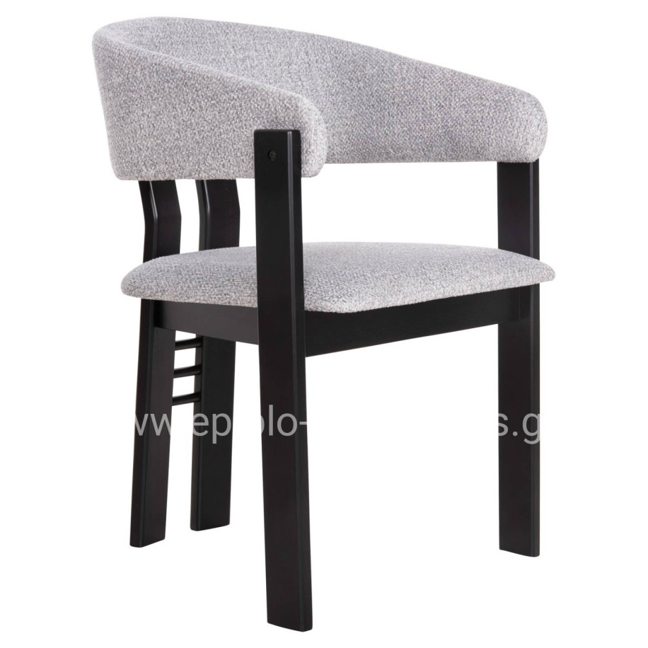 DINING CHAIR ZARRA HM9970.02 RUBBERWOOD IN BLACK-LIGHT GREY FABRIC 55,5x59x81,5Hcm.