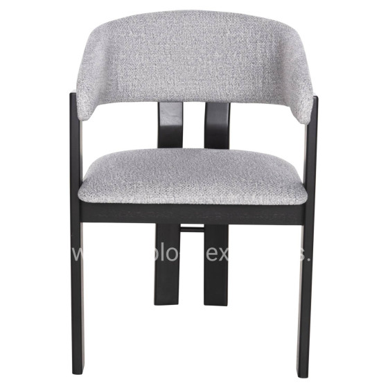DINING CHAIR ZARRA HM9970.02 RUBBERWOOD IN BLACK-LIGHT GREY FABRIC 55,5x59x81,5Hcm.