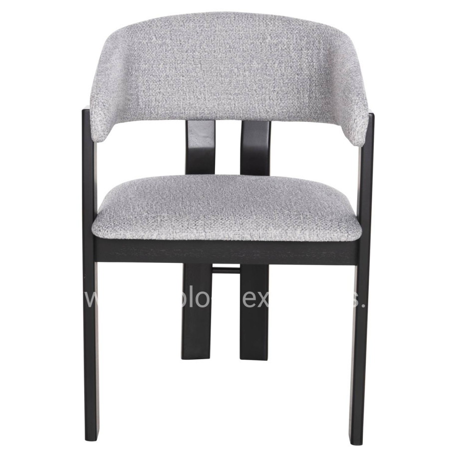 DINING CHAIR ZARRA HM9970.02 RUBBERWOOD IN BLACK-LIGHT GREY FABRIC 55,5x59x81,5Hcm.
