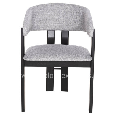 DINING CHAIR ZARRA HM9970.02 RUBBERWOOD IN BLACK-LIGHT GREY FABRIC 55,5x59x81,5Hcm.