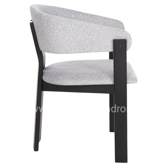 DINING CHAIR ZARRA HM9970.02 RUBBERWOOD IN BLACK-LIGHT GREY FABRIC 55,5x59x81,5Hcm.