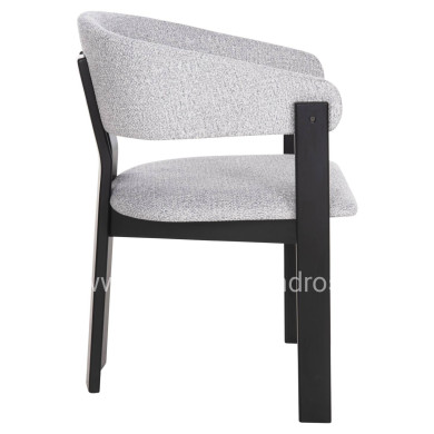 DINING CHAIR ZARRA HM9970.02 RUBBERWOOD IN BLACK-LIGHT GREY FABRIC 55,5x59x81,5Hcm.