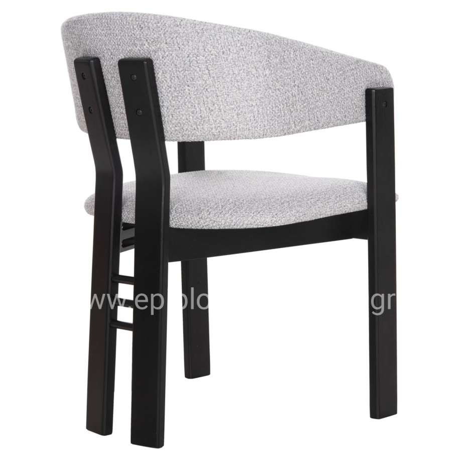 DINING CHAIR ZARRA HM9970.02 RUBBERWOOD IN BLACK-LIGHT GREY FABRIC 55,5x59x81,5Hcm.