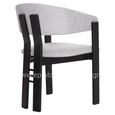 DINING CHAIR ZARRA HM9970.02 RUBBERWOOD IN BLACK-LIGHT GREY FABRIC 55,5x59x81,5Hcm.