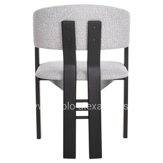 DINING CHAIR ZARRA HM9970.02 RUBBERWOOD IN BLACK-LIGHT GREY FABRIC 55,5x59x81,5Hcm.