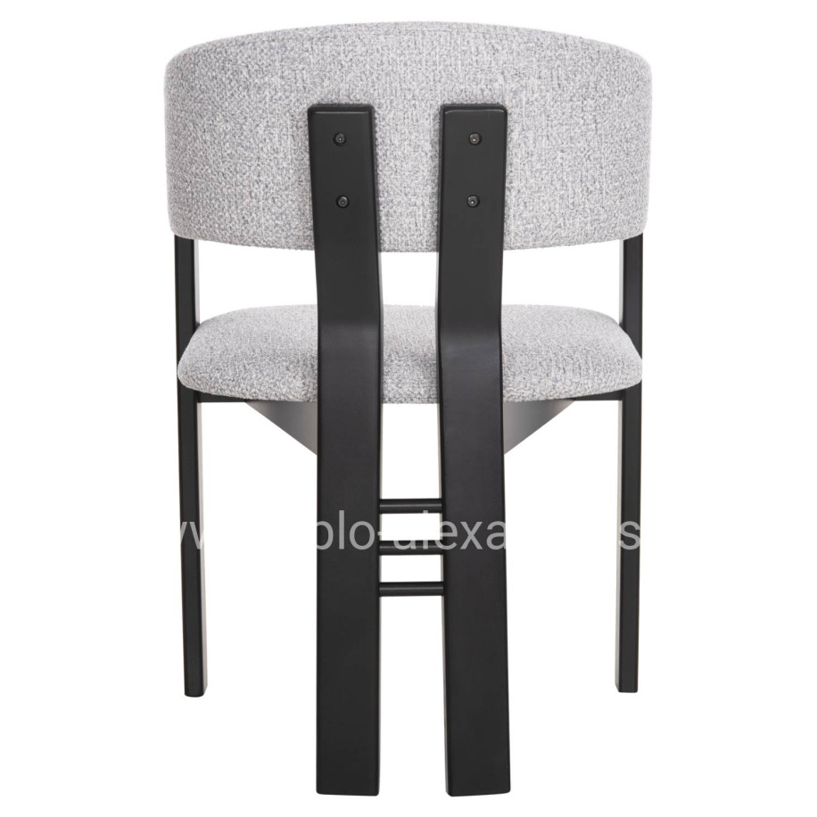 DINING CHAIR ZARRA HM9970.02 RUBBERWOOD IN BLACK-LIGHT GREY FABRIC 55,5x59x81,5Hcm.