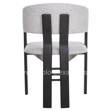 DINING CHAIR ZARRA HM9970.02 RUBBERWOOD IN BLACK-LIGHT GREY FABRIC 55,5x59x81,5Hcm.