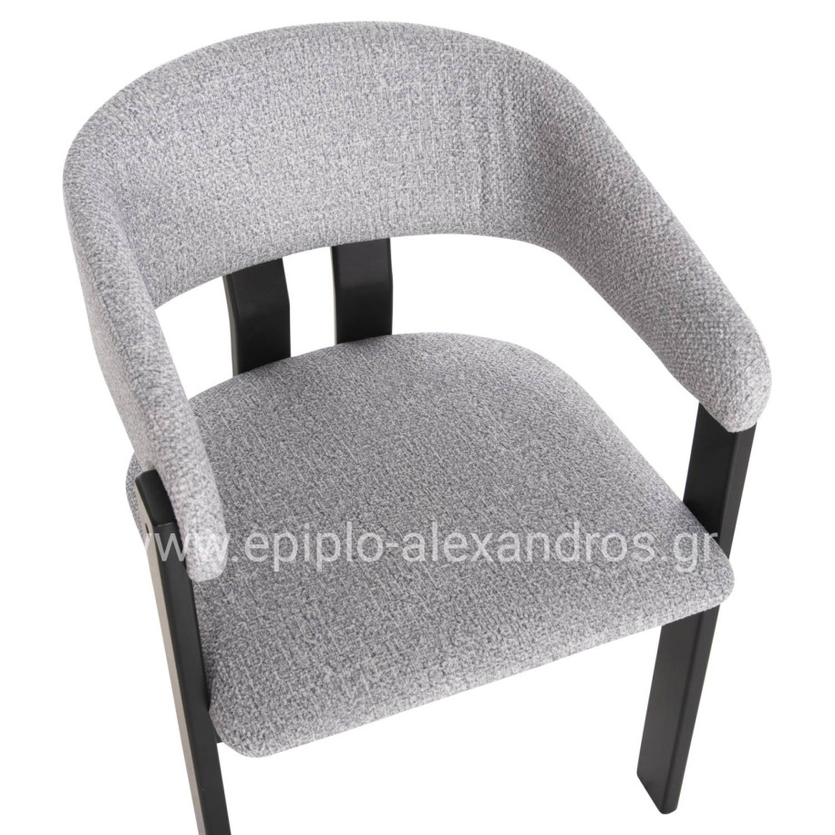 DINING CHAIR ZARRA HM9970.02 RUBBERWOOD IN BLACK-LIGHT GREY FABRIC 55,5x59x81,5Hcm.