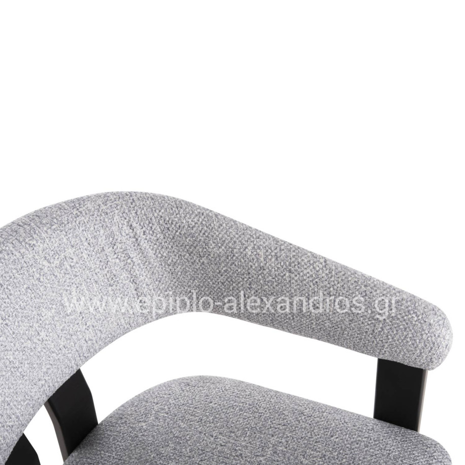 DINING CHAIR ZARRA HM9970.02 RUBBERWOOD IN BLACK-LIGHT GREY FABRIC 55,5x59x81,5Hcm.