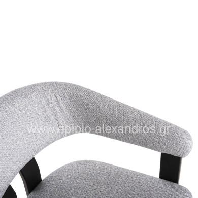 DINING CHAIR ZARRA HM9970.02 RUBBERWOOD IN BLACK-LIGHT GREY FABRIC 55,5x59x81,5Hcm.