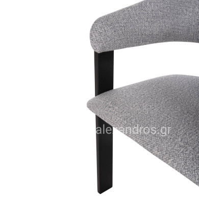 DINING CHAIR ZARRA HM9970.02 RUBBERWOOD IN BLACK-LIGHT GREY FABRIC 55,5x59x81,5Hcm.