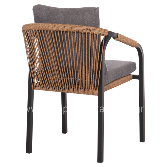 ARMCHAIR MAERLY HM6051.13 ANTHRACITE ALUMINUM AND CUSHIONS-P.E.RATTAN IN LIGHT BROWN 57x60x84Hcm.