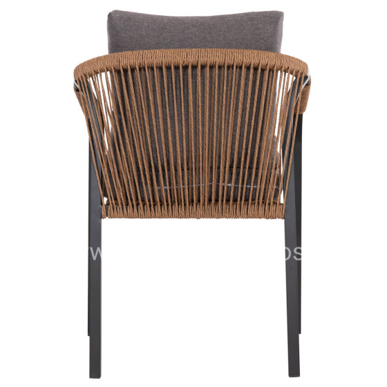 ARMCHAIR MAERLY HM6051.13 ANTHRACITE ALUMINUM AND CUSHIONS-P.E.RATTAN IN LIGHT BROWN 57x60x84Hcm.