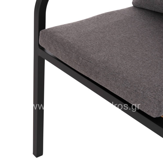 ARMCHAIR MAERLY HM6051.13 ANTHRACITE ALUMINUM AND CUSHIONS-P.E.RATTAN IN LIGHT BROWN 57x60x84Hcm.