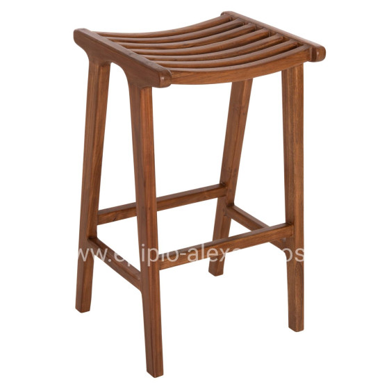 BAR STOOL BUNDY HM6130 TEAK WOOD IN WALNUT 45x40x75Hcm.