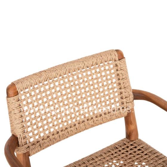DINING ARMCHAIR ROSCO HM6132 TEAK WOOD IN NATURAL-VIRO ROPE IN BEIGE 56x54,5x78Hcm.