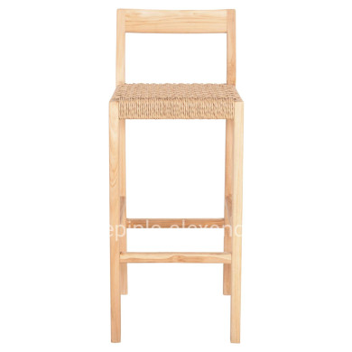 BAR STOOL WITH BACKREST PLERED HM6129 TEAK WOOD & VIRO ROPE 40x45x100Hcm.