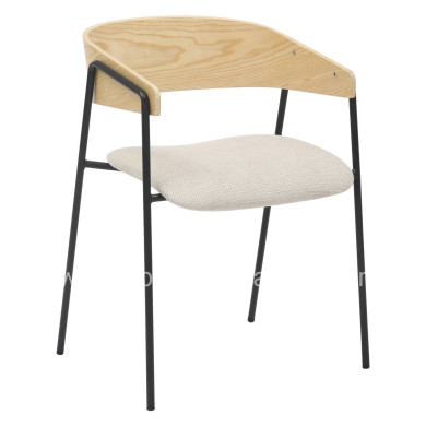 DINING CHAIR KORIN HM9975.01 METAL-BEIGE FABRIC-PLYWOOD 54x51x72,5Hcm.