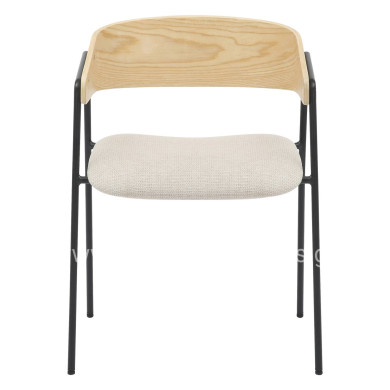 DINING CHAIR KORIN HM9975.01 METAL-BEIGE FABRIC-PLYWOOD 54x51x72,5Hcm.