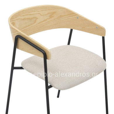 DINING CHAIR KORIN HM9975.01 METAL-BEIGE FABRIC-PLYWOOD 54x51x72,5Hcm.