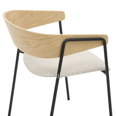 DINING CHAIR KORIN HM9975.01 METAL-BEIGE FABRIC-PLYWOOD 54x51x72,5Hcm.
